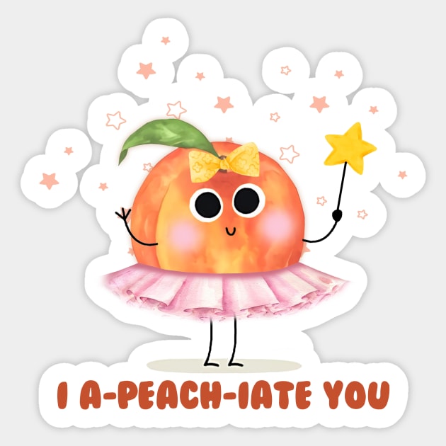I A Peach Iate You - funny peach pun Sticker by KawaiiFoodArt